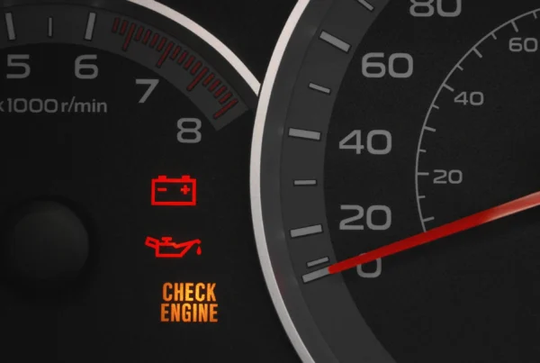 Check engine light illuminated on a car dashboard instrument cluster